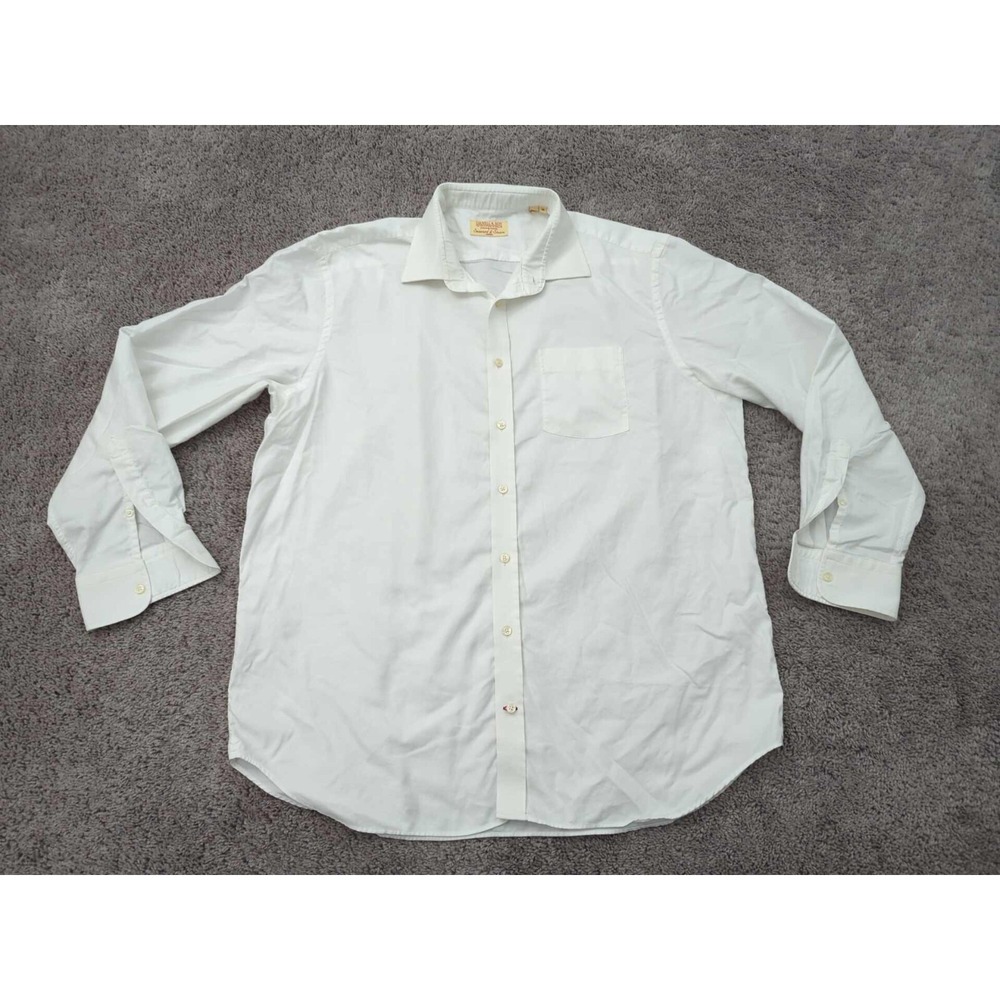 Culwell &‎ Son Button Up Shirt Mens 18/46 White Long Sleeve Pockets Casual